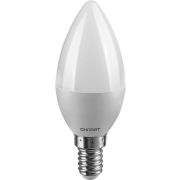 Лампа светодиодная 61 127 OLL-C37-6-230-6.5K-E14-FR 6Вт свеча 6500К холод. бел. E14 600лм 176-264В ОНЛАЙТ 61127